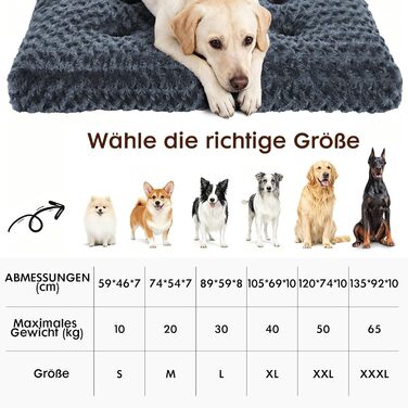 Homaxy Лежанка для собак великих порід, ортопедична, м'яка, з антиковзною основою, 74x54x7 см, темно-сіра