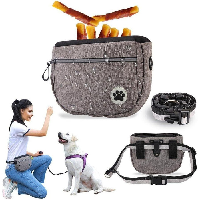 Сумка для собак Lpitoy, сумка для дресирування собак, сумка для прогулянок з собакою на пояс, для цуценят та собак, сіра