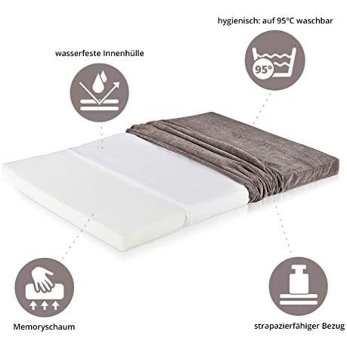 Килимок для собак ONVAYA® з Memory Foam, ортопедичний, сірий, розмір S-XXL, 112 x 74 x 5 см