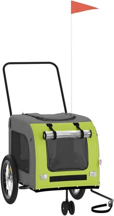 Причіп для тварин на велосипед, Oxford, тканина та метал, помаранчевий та сірий (63 x 121 x 65 см)