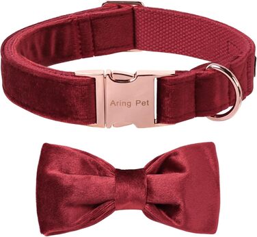 Нашийник для собак Aring з бантиком, регульований, м'який, темно-зелений (M), червоний (для свят)