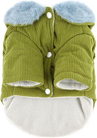 Зунеа Куртка для собак з кордурової тканини, тепла, з флісовою підкладкою, для цуценят, з кільцем D, мила, для холодної погоди, товста, для чихуахуа, зелена, розмір XL