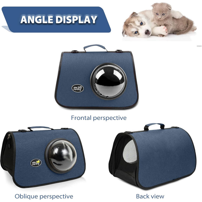 Транспортна сумка для кота/собаки PETCUTE, 41 x 25 x 27 см, складана, з вентиляційними отворами, підходить для середніх котів та маленьких собак, схвалена авіакомпаніями, темно-зелений (темно-синій)
