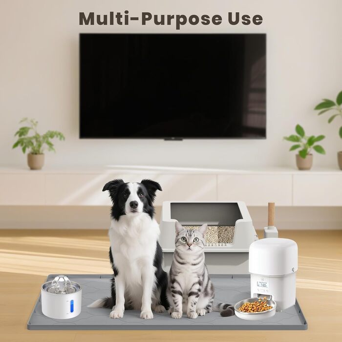 Силіконова килимок під лоток для котів, 86x56 см, вологостійкий, легко чиститься, не слизький, сірий