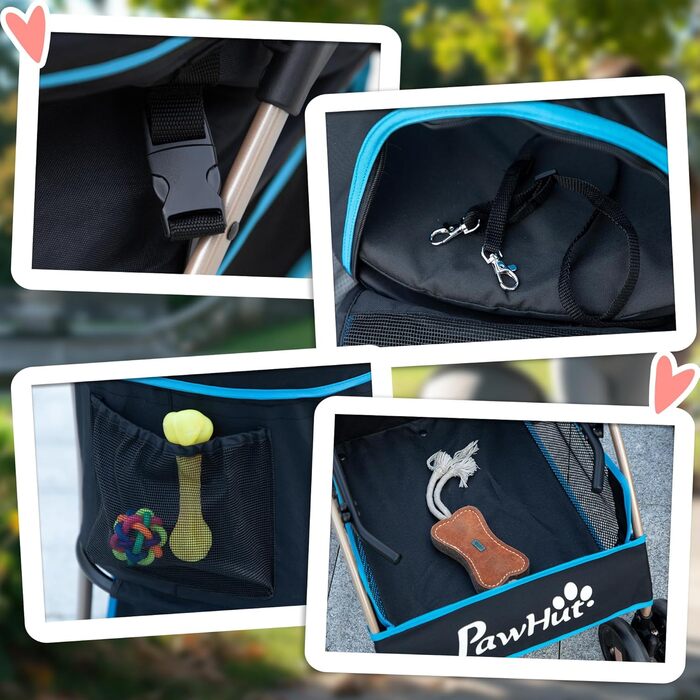 Візок для собак PawHut 3-в-1, складаний, з багажником та капюшоном, червоний, 82x49.5x98 см