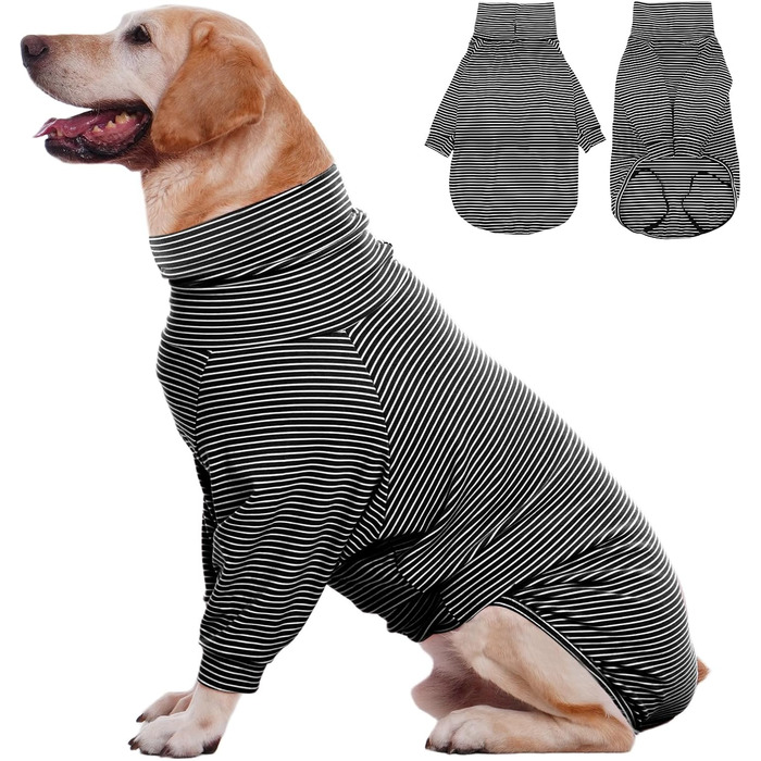 Пуловер для собак Rozkitch середнього та великого розміру, смугастий світшот для домашніх тварин, осінь, зима, весна, Американський стаффордширський терьєр, Сибірський хаскі, Візла, Коргі, чорно-білий L (Обхват грудей: 24-28 дюймів; Довжина спини: 20-21 д