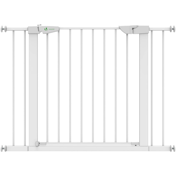 Захист для сходів Vounot без свердління, 75-108 см, для дітей, собак та котів, автоматичне закриття, магнітний замок, 90° фіксація, білий (2x подовжувач)