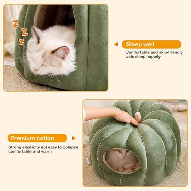 Котяча хатинка-будка ALLSOPETS, м'яке ліжко-іглу для котів, собак та дрібних тварин, знімна та пральна подушка, зелена, розмір L
