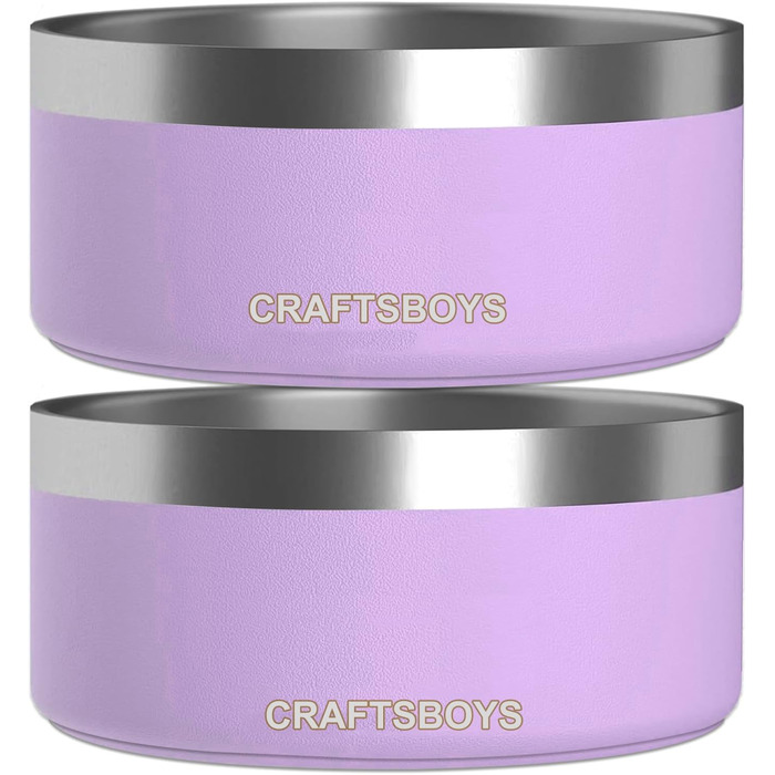 Миска для собак Craftsboys з нержавіючої сталі, подвійні стінки, нековзке гумове дно, для малих, середніх і великих собак, 2 шт, 907,2 г, фіолетова