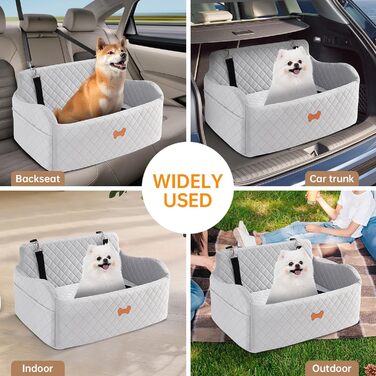 Підвищення для собак у авто, для собак до 25 кг або 2 маленьких собак, м'яке авто-ліжко для собак з Memory Foam, 2 страхувальні ремені та сумка для зберігання (Сірий)