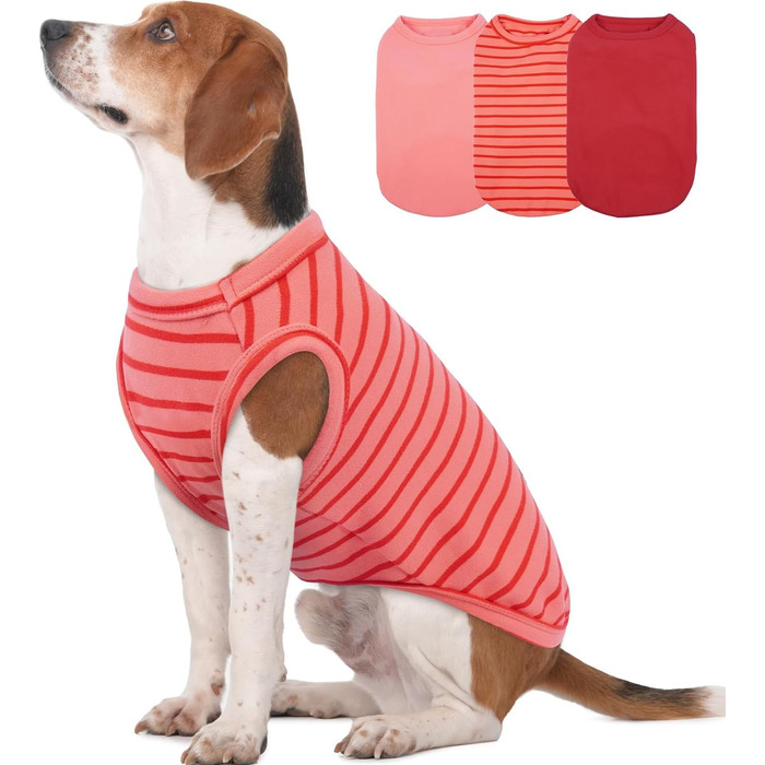 Флісовий пуловер для собак, 3 шт. у наборі, зелений, XS, еластичний, теплий світшот для цуценят, домашній одяг, м'яка зимова сорочка, для шарування під куртки, одяг для собак на відпочинок. Зелений (X-Large, Червоний/Подорож, однотонний (Getaway Solids))