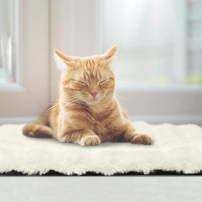 Самогріюча ковдра для котів та собак XIAPIA, плюшева, без дротів, для зігрівання, пральна, для кошенят, кігтів, в приміщенні та в авто, 60 x 45 см (білий, M)