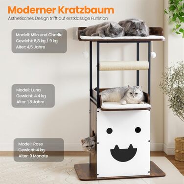 Комплекс для котів Kratzbaum XL 170 см: Дряпка-стовпчик, будиночок, платформа, гамак - Сірий котячий дерево для великих котів