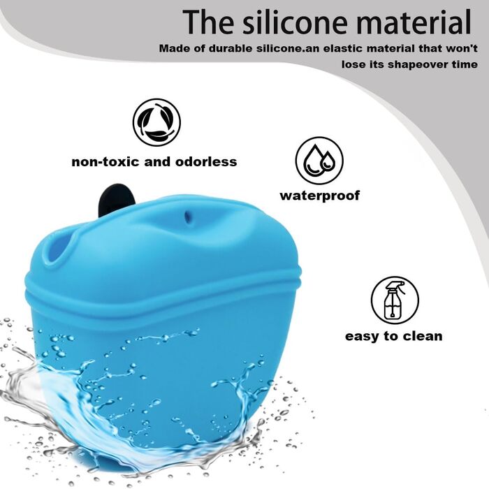 Силіконові мішечки для корму для собак, з магнітною застібкою, для прогулянок та тренувань на вулиці (1 шт., чорний та небесно-блакитний)