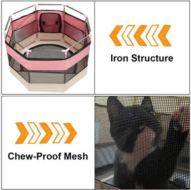 Клітка-загон для собак, котів, кроликів та морських свинок XhuangTech, рожева, 87.6 x 87.6 x 54.9 см