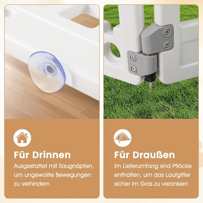 Клітка для цуценят GYMAX 60/75 см, біла, з 6 панелей, з замком та фіксаторами, для дому та вулиці