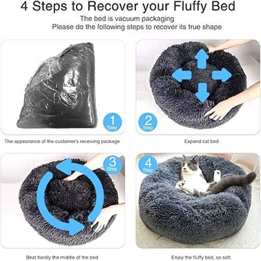 Кругле ліжко для собак FANSU з м'якого плюшу, ковзаюча база, ліжко для котів, розмір та колір обираються (Помаранчевий, 60см), 60см, Помаранчевий