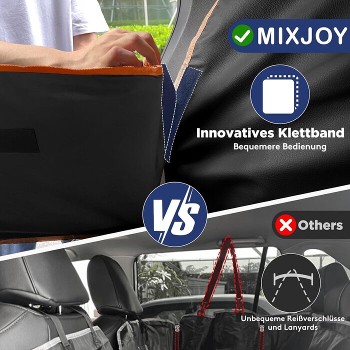 Автогамак для собак MIXJOY на заднє сидіння з твердим дном, PU-шкіра, водонепроникний, стійкий до подряпин, помаранчевий, для авто, SUV, мінівенів