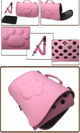 М'яка переноска для тварин - сумка-переноска на плечі для котів та собак | Складана переноска для кошенят для подорожей, до ветеринара, на прогулянку (Рожева, L)