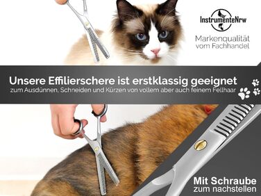 Професійна ножиця для собак, витоншування шерсті, 30 зубців, двостороння, 15.24 см, срібна