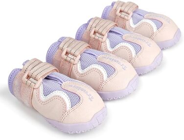 Чоботи для собак Truelove, водонепроникні, з світловідбиваючими ремінцями, зелені (4 шт., 4 розміри), рожеві