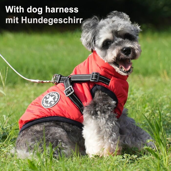 Теплий зимовий одяг для собак Aywoja, водонепроникний, з нашийником, для маленьких собак, червоний (25)