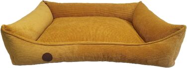 Ортопедичне ліжко для собак, суглобозахисне, миється, для великих, середніх та маленьких собак, гірчичний колір (L=99/79/18см)