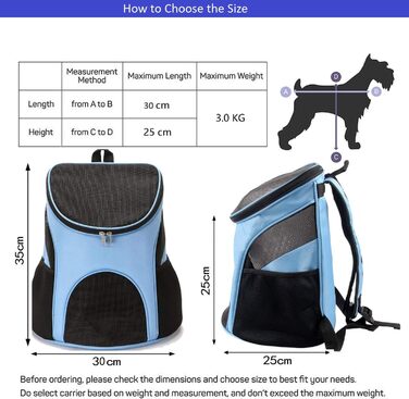 Рюкзак для собак та котів: переноска для тварин до 4 кг, блакитний | Pet Hunderucksack