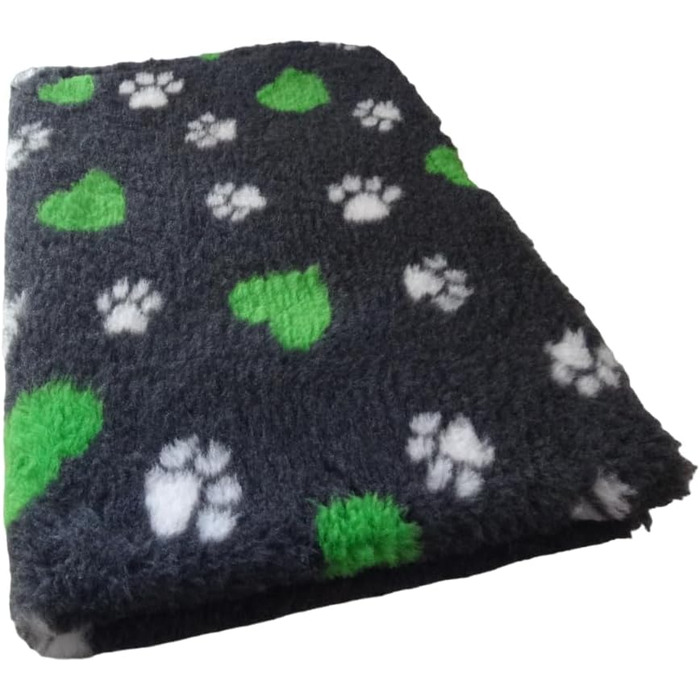 Килимок для собак Vet-Bed Softbed Dry-Bed: неслизький, 22 мм ворс, 1м x 0,80м, темно-сірий + зелене сердечко