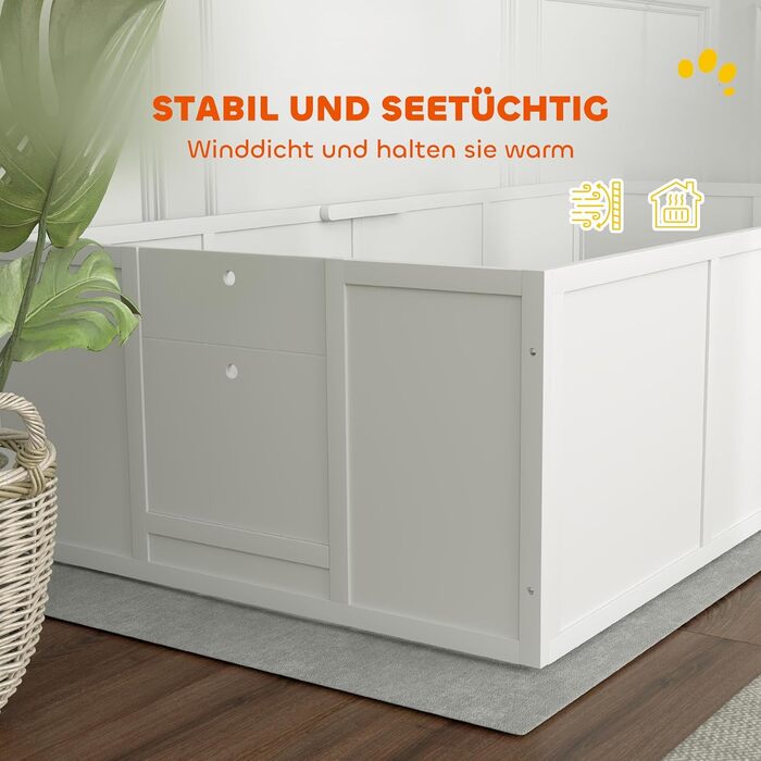 Кія для цуценят PawHut - вольєр для собак, білий, 196x96x48 см