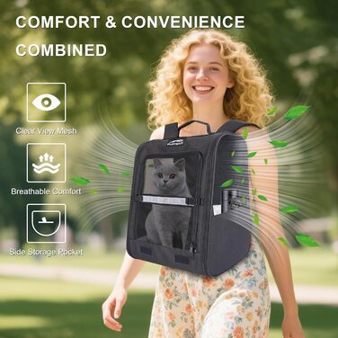 Рюкзак-переноска для собак і котів/цуценят до 5,9 кг, дихаюча сітка, кишені, безпека, для походів