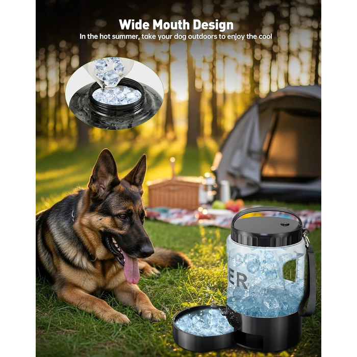 Водяна пляшка для собак Lesotc 2200 мл (2.8л) – велика, для подорожей, чорна