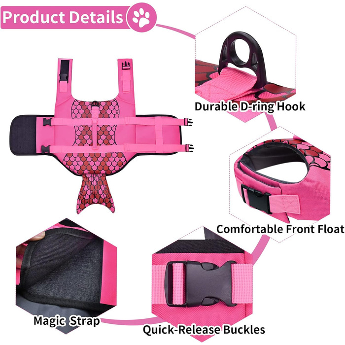 Жилет для плавання собак Malier, Ripstop, з американським прапором, для малих, середніх та великих собак, висока плавучість, для купання та катання на човні