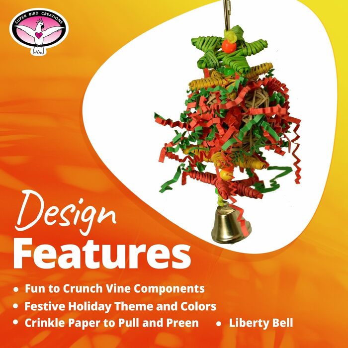 Іграшка для птахів Super Bird Creations Crinkle Little Star, різдвяна, 15,2 x 5,1 см