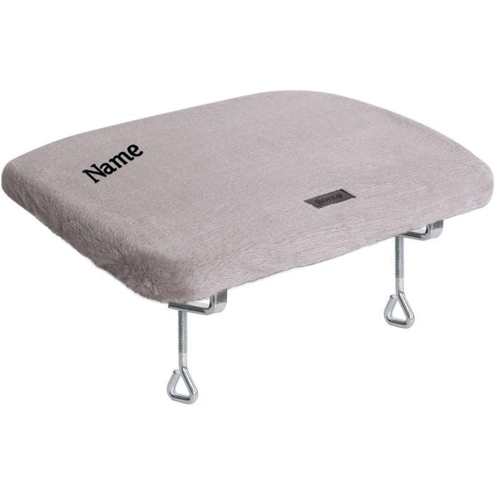 Кішка ліжко для вікна Lionto, м'яке, плюшеве, 35x50 см, без свердління, знімний чохол, до 15 кг, сірий (з нанесенням імені)