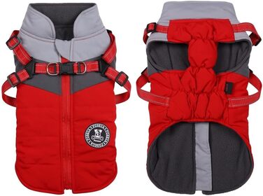 Зимовий теплий одяг для цуценят, світловідбиваючий, водонепроникний, з шлейкою для собак маленьких та середніх порід, L, Червоний