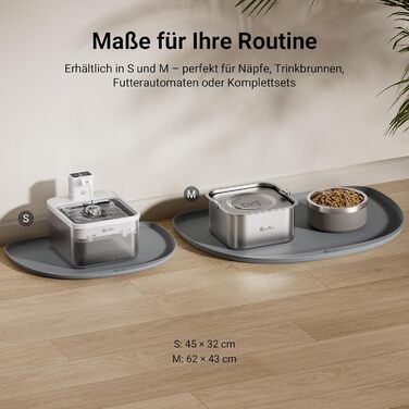 Підкладка під миску для котів DownyPaws, силіконова, 62 x 43 см, сіра. Захист від розливу води та корму, легко миється, BPA-free