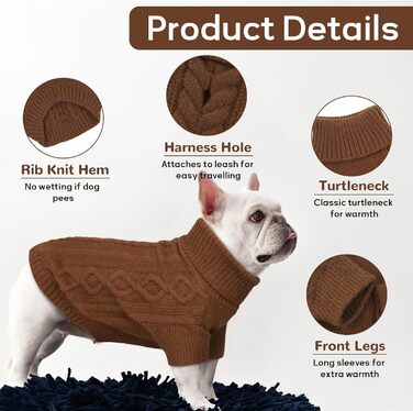 Пуловер для кота та собаки Hjumarayan, теплий, з отвором для повідка, розмір S (Kaffee)