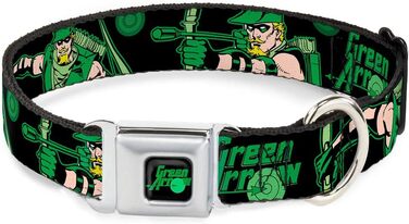 Нашийник для собак Buckle-Down Green Arrow, 22,9–38,1 см, чорний/зелений, з логотипом, міцний нейлон