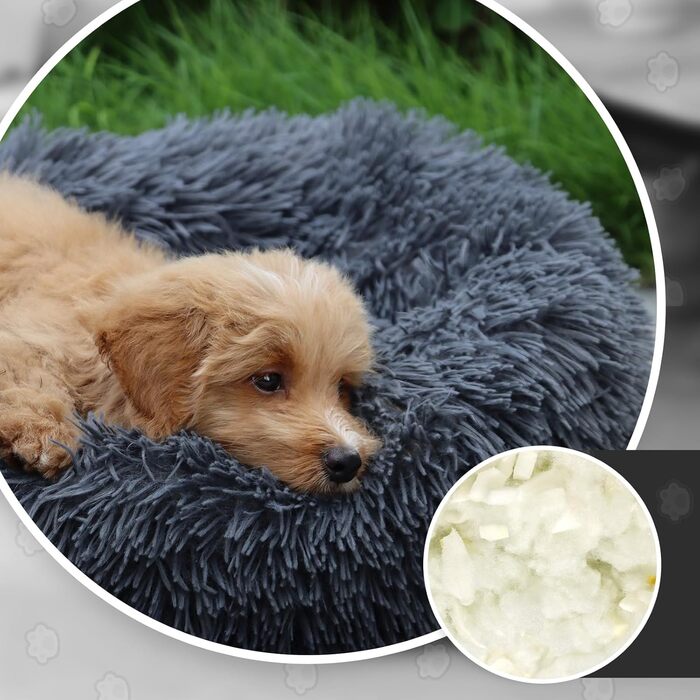 М'яке ліжко для собак та котів, корзина для собак, миється, подушка для собак 70 см, кругла ліжко для собак з плюшу, ліжко для собак та котів, для маленьких, середніх та великих собак, темно-сірий, 70 x 70 x 20 см