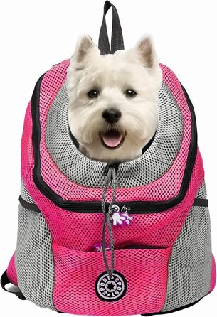Рюкзак-переноска для собак і котів до 10 кг, рожевий: зручний для подорожей, прогулянок та хандерінгу