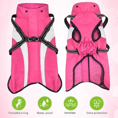 Водонепроникний дощовик для собак Oslueidy: дощовик з капюшоном для малих, середніх та великих собак, цуценят S-XXL (Рожевий, M)