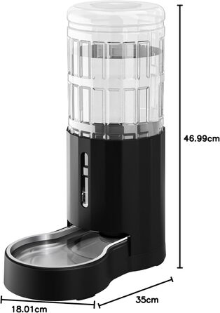 Автоматичний диспенсер для води для собак та котів CZPET з нержавіючою чашею, гравітаційна подача, 100% BPA-free, велика ємність та зона пиття, безшумний для тварин, чорний, 9 літрів