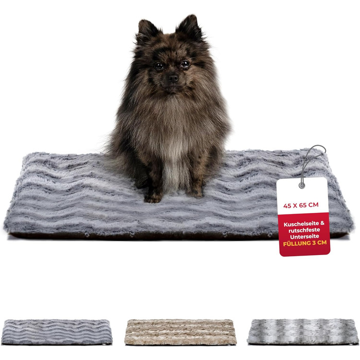 Килимок для собак HS-Hundebett® з антиковзаючою основою, XS (45x65 см) – М'який, з наповнювачем, зручний для миття – Тепла ковдра для собак, Антрацит, Made in DE 45x65 см