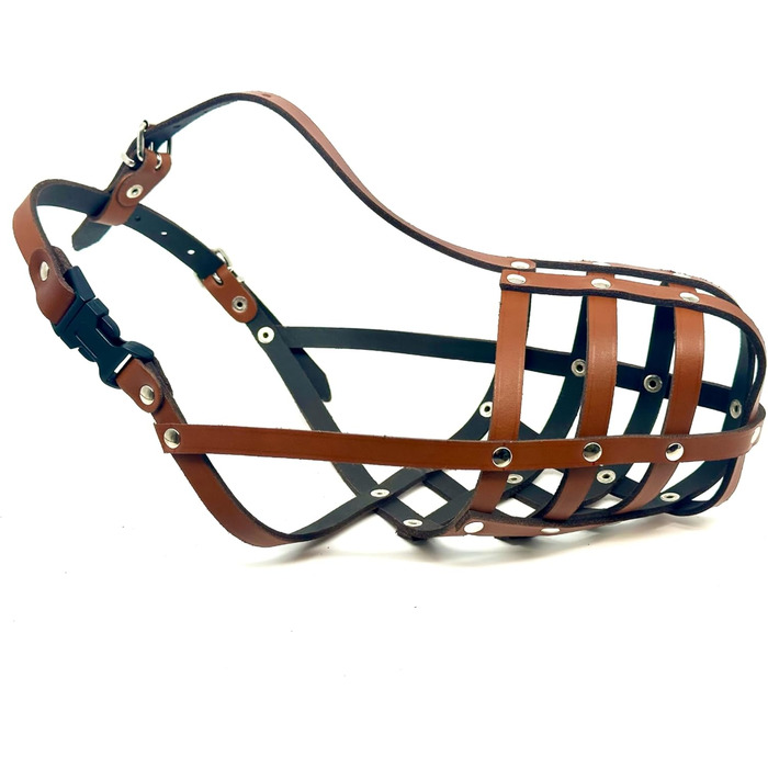 Шкіряна нашоломка для Бультер'єрів та собак з короткою мордою L&J Pets (BT0, Natural)