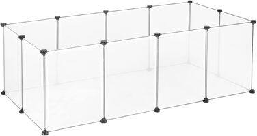 Клітка для кроликів, морських свинок та цуценят EUGAD, 145x46x75 см, прозора панель 35x45 см, без дверцят