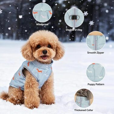 Теплий зимовий одяг для собак: куртка для маленьких собак, вітронепроникний жилет з отвором для шлейки, водонепроникний, для чихуахуа, такси, сірий, блакитний, XXS