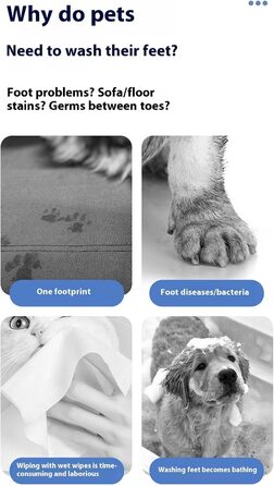 Автоматична мийка лап для собак AOOOWER: для малих, середніх та великих тварин, регулювання швидкості, біле/блакитне порошок