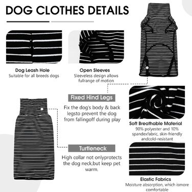 Теплий флісовий пуловер для собак, чорний, розмір S. Зручний зимовий одяг для маленьких, середніх та великих собак. Ідеальний для прогулянок у холодну погоду.