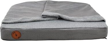 Крісло-ліжко для собак середніх порід, ортопедичний килимок для собак, м'яке ліжко для домашніх тварин з капюшоном, неслизьке, можна прати, з блискавкою (сірий, 55 x 45 x 8 см)